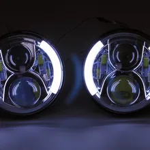 7 дюйм(ов) Круглый серебро версия светодиодный проектор фары с двойной-arc Ангельские глазки для внедорожник с точкой и E9 Сертификация