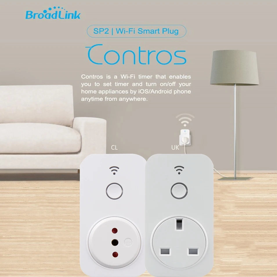 

Broadlink SP2 UK Chile Socket WIFI Power Plug Smart Remote Control Timer Outlet For Home Automation IOS Control googlehome alexa