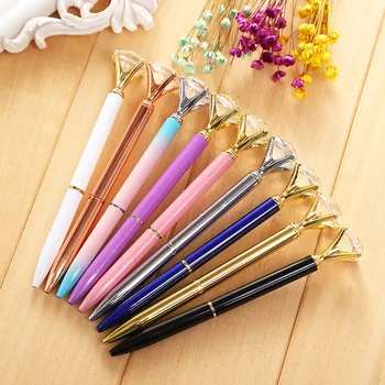 

Colorffice 1PC Colorful Lunxury Fashion Crystal Ballpoint Pen Large Diamond Metal Pen Material Black Ink For Office and School