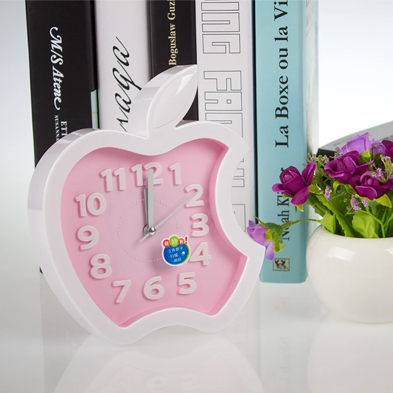  Alarm Clocks Candy colors Creat Portable mini Mute children student clock apple Desk Table gifts fa