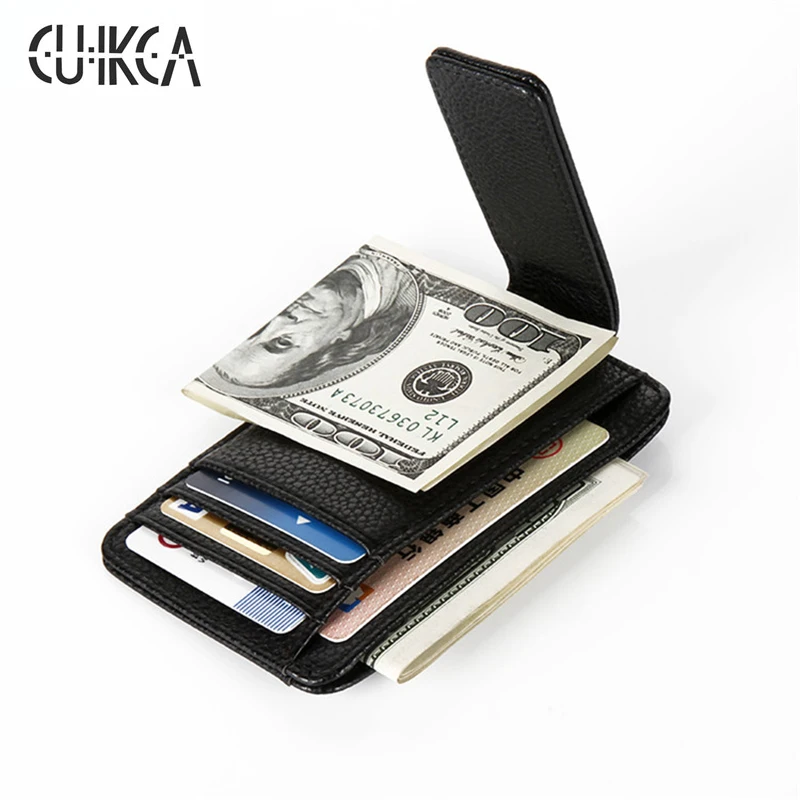 

CUIKCA Fashion Men Wallet Money Clip magnetic Clip Ultra-thin Pocket Clamp Credit Card Case Mini card Wallets XF284
