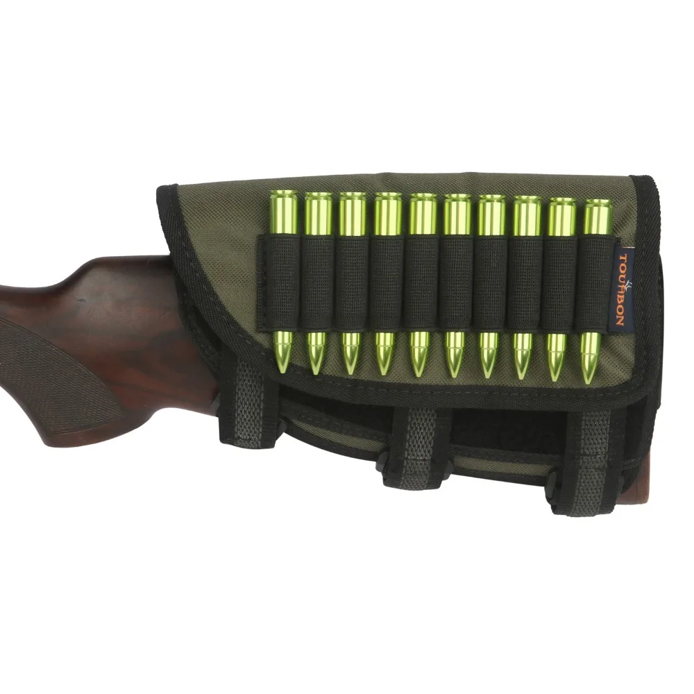 

Tourbon Tactical Hunting Gun Accessories Rifle Cheek Rest Pad Shooting Cartridges Holder 10 Shells for Left Hand