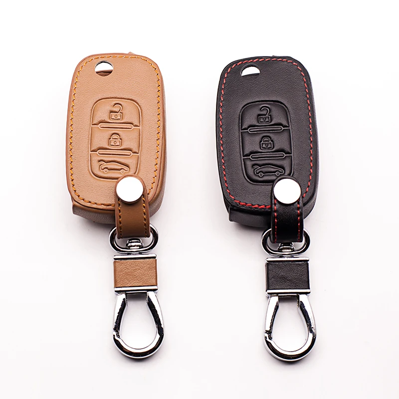 

2017 Latest Leather Car Key Case Cover Key Wallet for Lada for Reynolds 3 Buttons Remote Control Car Accessories protect shell