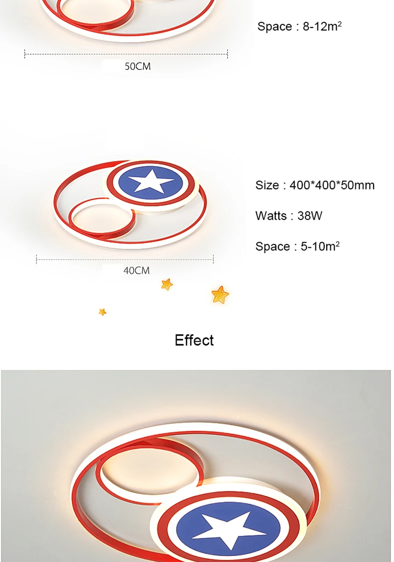Современная светодиодная люстра в стиле Капитана Америки для спальни, детской комнаты, детской комнаты, 90-260 В, Потолочная люстра для дома