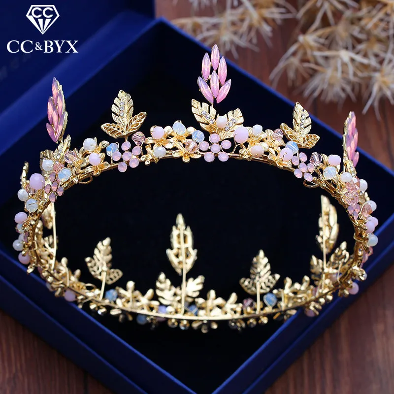 

CC tiaras and crowns baroque style engagement wedding hair accessories for bride princess party luxury jewelry round shape XY160