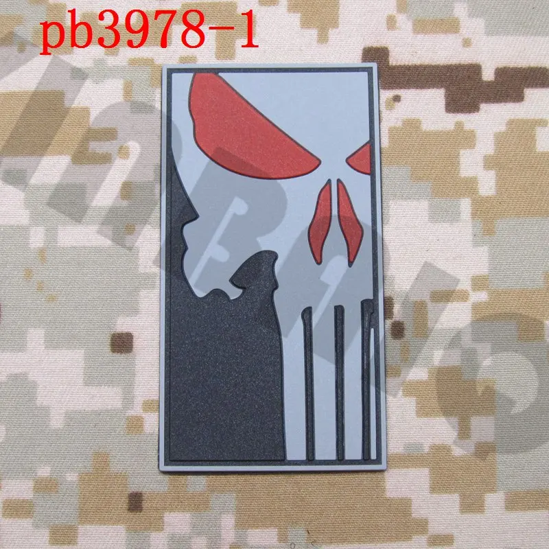 3D ПВХ патч Череп патч боевой тактический военный - Цвет: pb3978 Grey