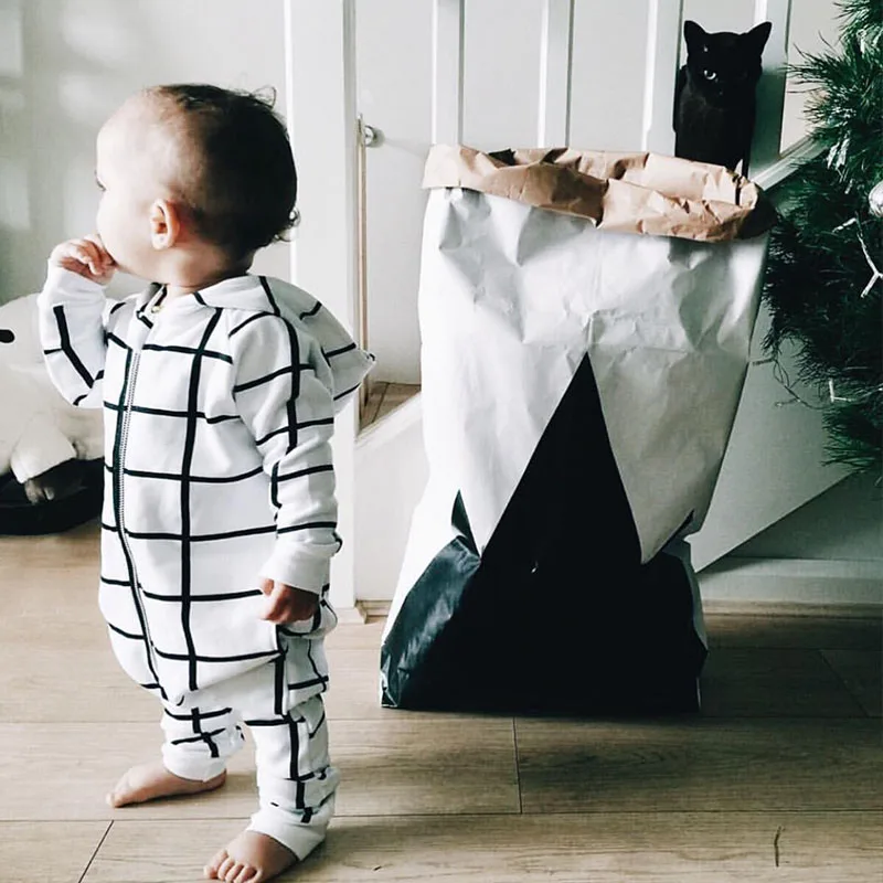 

EnkeliBB Baby Boys Fashion Romper Outerwear Kid White Plaid One-piece Clothes Hugo Design Baby Boy Spring Clothes Fashion Romper