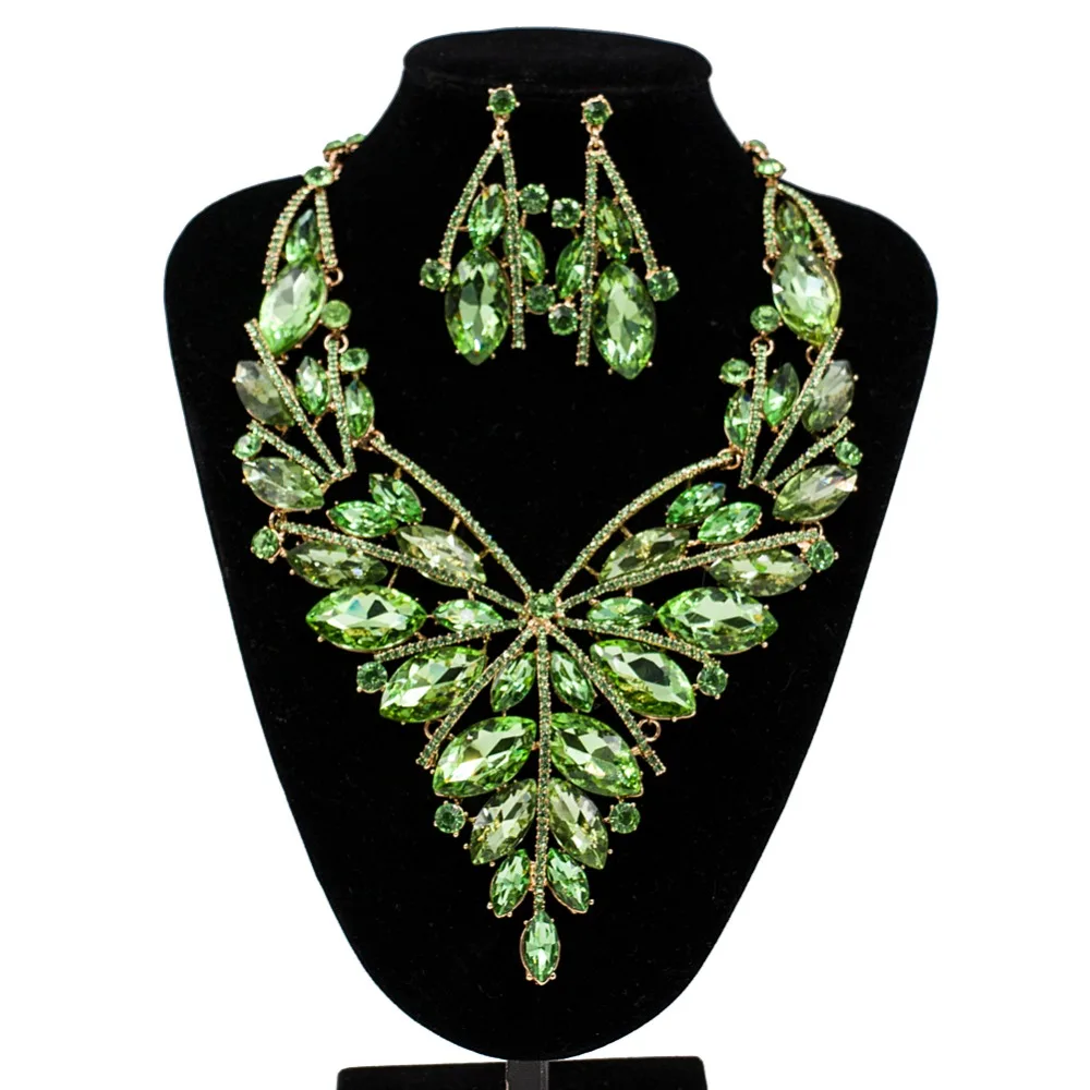 

XT QU 2018 Fashion big necklace and earrings jewelry sets austrian crystal for wedding or party free shipping