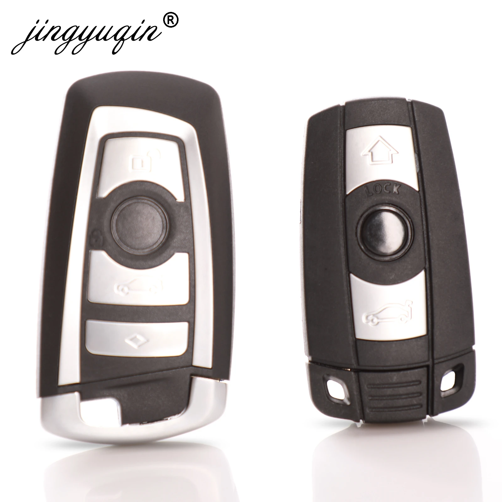 

jingyuqin 10pcs 3/4 Button Remote Smart Car Key Shell For BMW 3 5 6 7 Series E90 E91 E92 E60 E61 X1 X3 X4 X5 X6 Key Fob Case