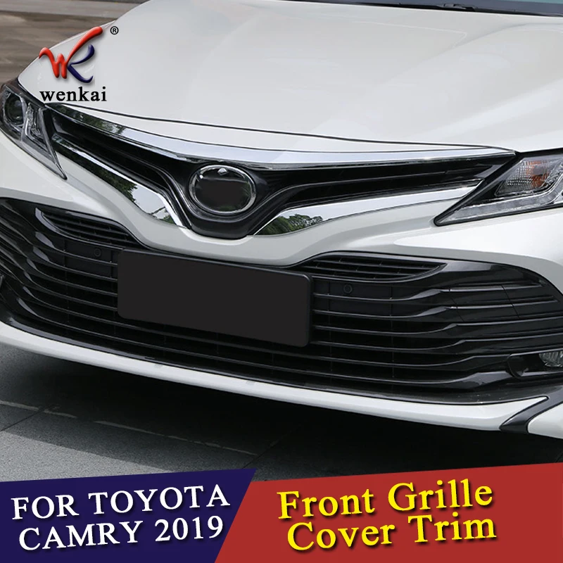 

Fit For Toyota Camry XV70 2018 2019 2020 ABS Chrome Front Face Grille Grill Engine Lid Strip Cover Trim Car Accessories Styling