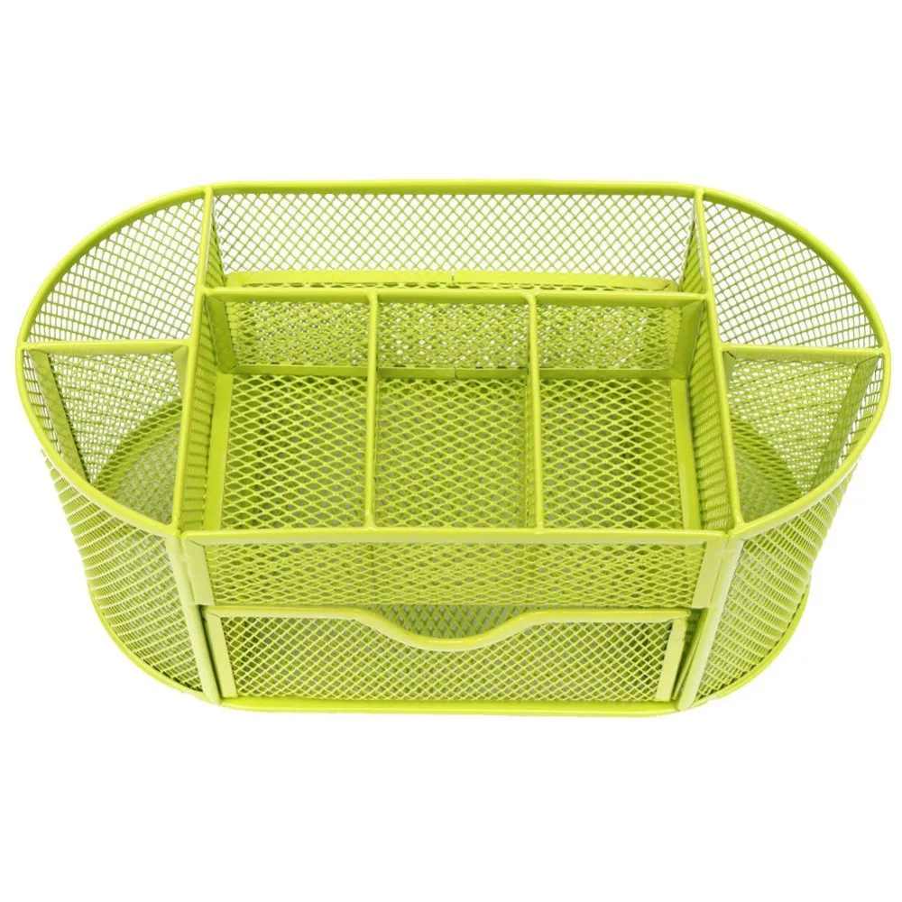 

Multifuction 9 Cells Metal Mesh Desktop Office Pen Pencil Holder Desk Organizer (Green)