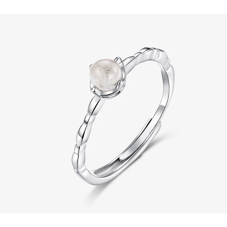 Bamoer кольцо с натуральным лунным камнем из натуральной 925 пробы Серебряное тонкое кольцо для женщин бижутерия в богемном стиле подарки SCR536
