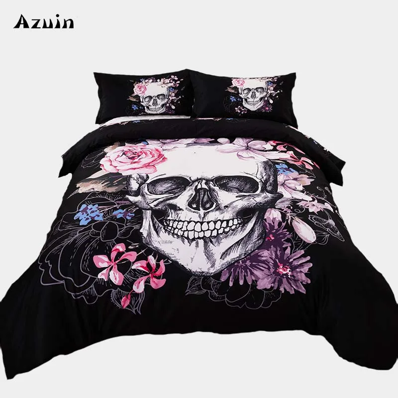 3pcs/lot Sugar Skull Print Queen Comforter Sets King Size ...
