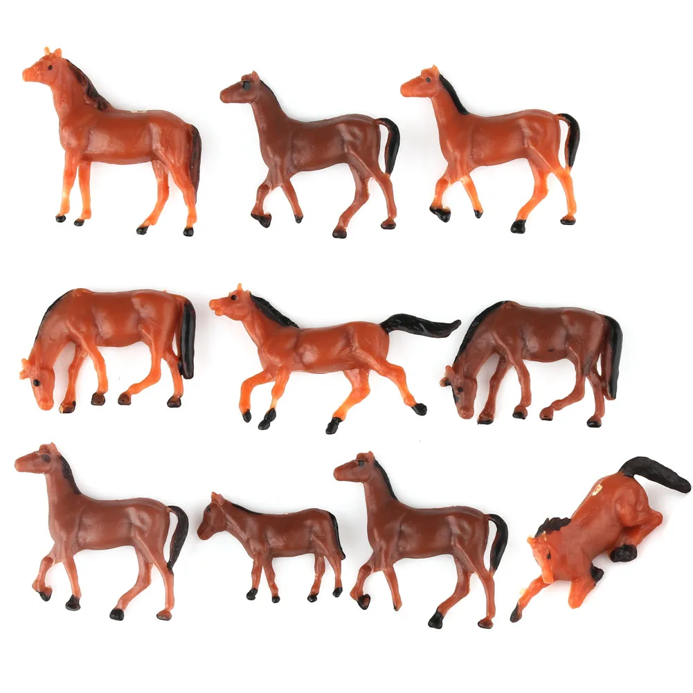10x ho 스케일 모델 기차 빌딩 레이아웃 painted animal figures 1/87 gauge horse new