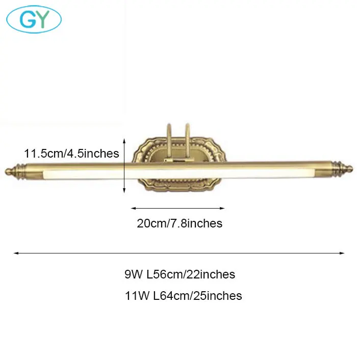 Античная бронзовая лампа для туалетного столика, винтажная промышленная ванная Светодиодная лампа для зеркала шкафа, туалетный столик в американском стиле, лампа для макияжа
