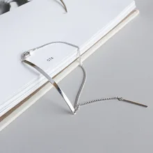 Настоящее серебро 925 проба браслеты для женщин bileklik, гладкий Геометрический Длинный Узкий браслет цепочка браслеты и браслеты ювелирные изделия