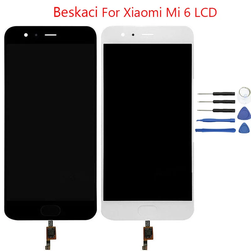 Beskaci для Xiaomi Mi 6 ЖК дисплей экран сенсорная панель с отпечатком пальца в сборе