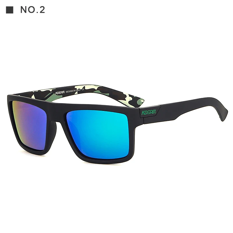 Новинка KDEAM спортивные солнцезащитные очки мужские HD поляризованные солнцезащитные очки красная квадратная оправа светоотражающее покрытие зеркальные линзы UV400 KD05X-C5 - Цвет линз: C2