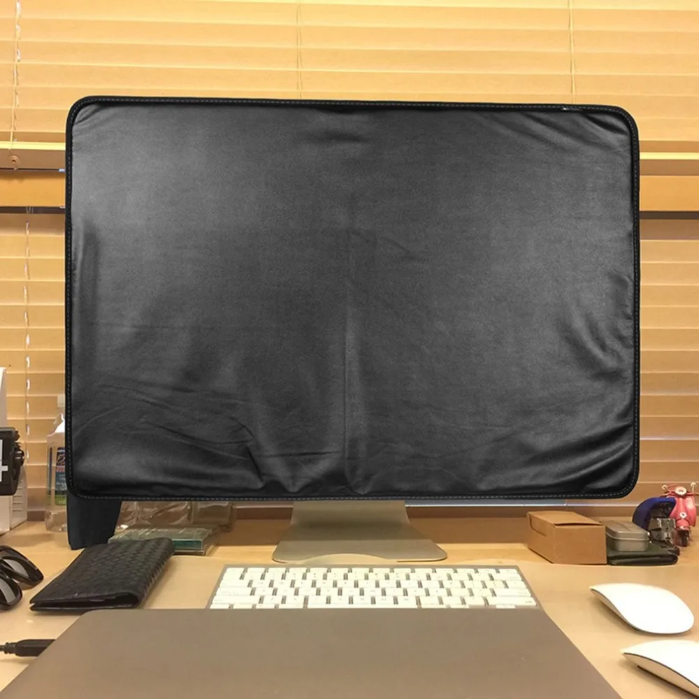 

27 inches Black Polyester Computer Monitor Dust Cover Protector without Inner Soft Lining for iMac LCD Screen