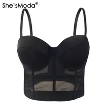 She'sModa, сетчатый бюстгальтер пуш-ап, Женский корсет, бюстье, бюстгальтер для ночного клуба, вечерние, укороченный топ, жилет размера плюс
