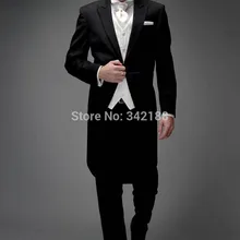 Утро стиль черный пик жених смокинги жениха мужчины свадебные костюмы костюмы выпускного вечера одежда( куртка+ брюки+ жилет+ галстук) ср