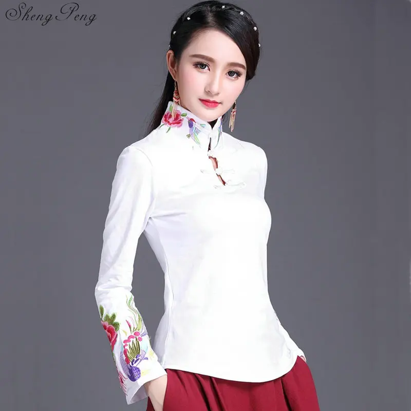 Lady Retro Chinese Style Hanfu Tops Traditional Elegant Women Blouse Fashion Oriental Clothing Cotton Print Zen Tea Shirts G144