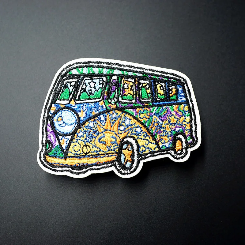 

Bus Size:5.8x6.7cm Patch for Clothing Iron on Embroidered Sew Applique Cute Fabric Badge DIY Apparel Accessories