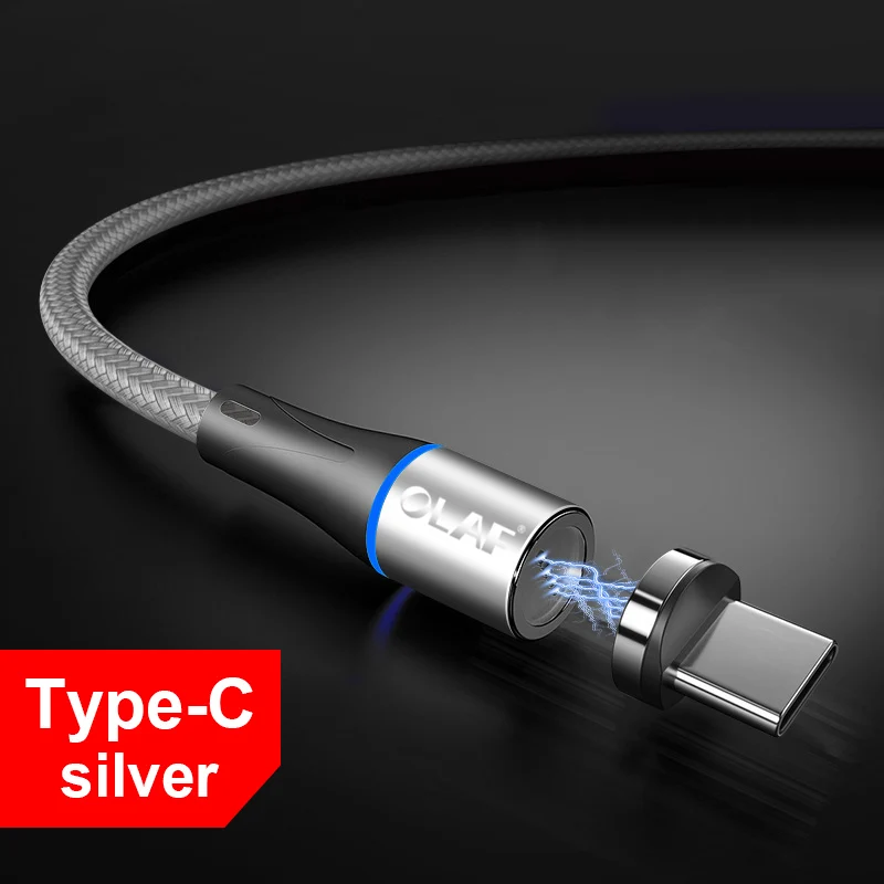 Магнитный кабель Олаф для быстрой зарядки 3,0 Micro USB Type-C для Samsung S8 S9 Plus QC 3,0, кабель для Iphone X XR XS Max - Цвет: Silver Type c