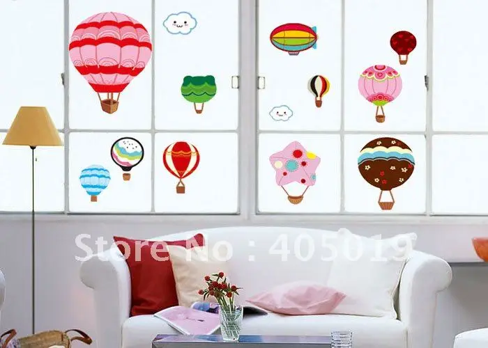 DM5774 Air Balloon Wall Stickers Removable Transparent PVC Decor