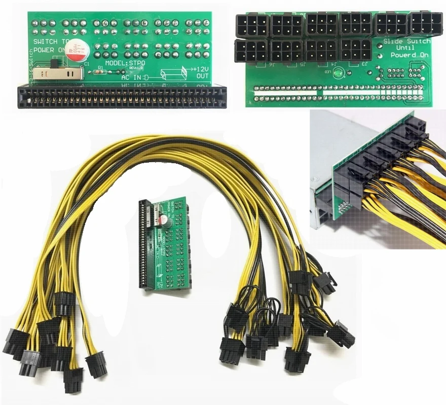 DPS-1200FB//QB Power Supply Breakout Board+10pcs Cable 6pin For Ethereum Mining