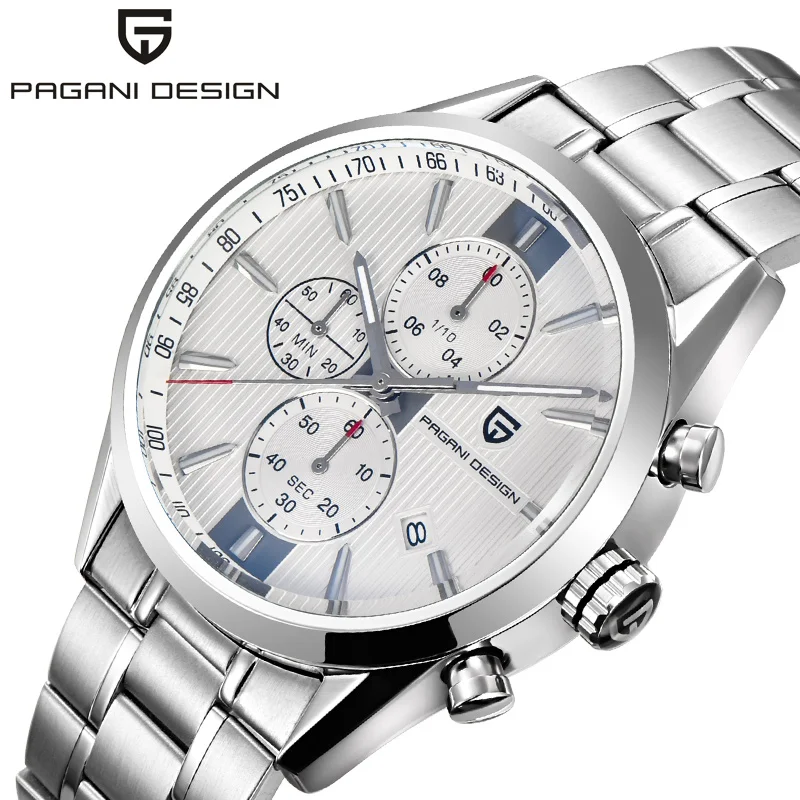 

PAGANI DESIGN Business Men Watch Men Quartz Wristwatch Stainless Steel Calendar Male Clock Famous Brand Relogio Masculino Box 46