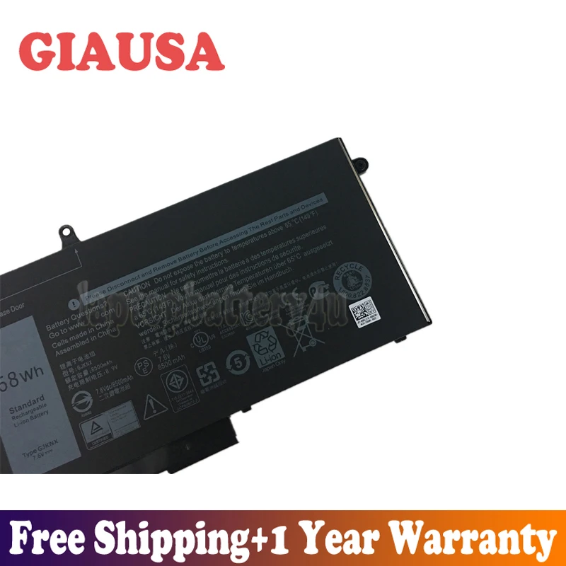 GIAUSA 7,6 V 68Wh GJKNX Аккумулятор для Dell Latitude E5580 E5480 E5280 Precision 15 3520 GD1JP Series