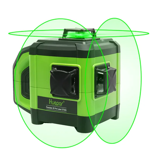 Huepar Nivel láser autonivelante 3 x 360 ° Bluetooth al aire libre Línea  láser 3D Green Beam Herramienta láser de nivelación y alineación de tres