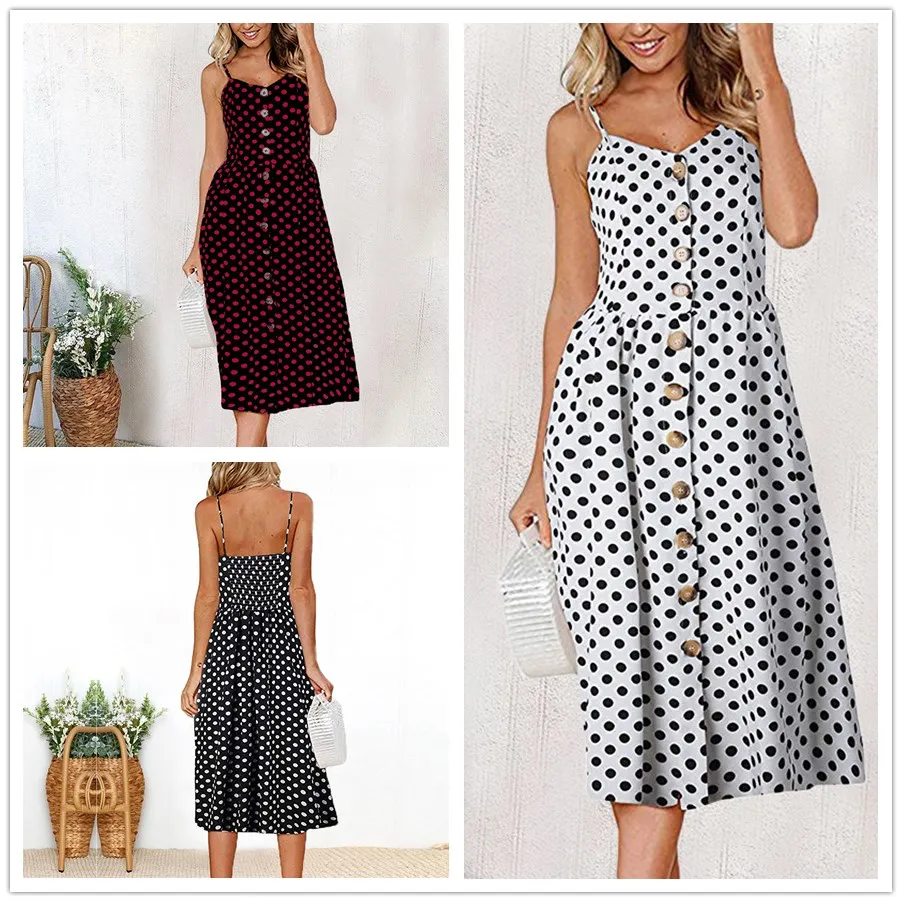 

Polka Dot Print Dress Women Sexy Wrap Bodycon Casual Beach Summer Style Boho Resort Backless Red White Dresses vestidos