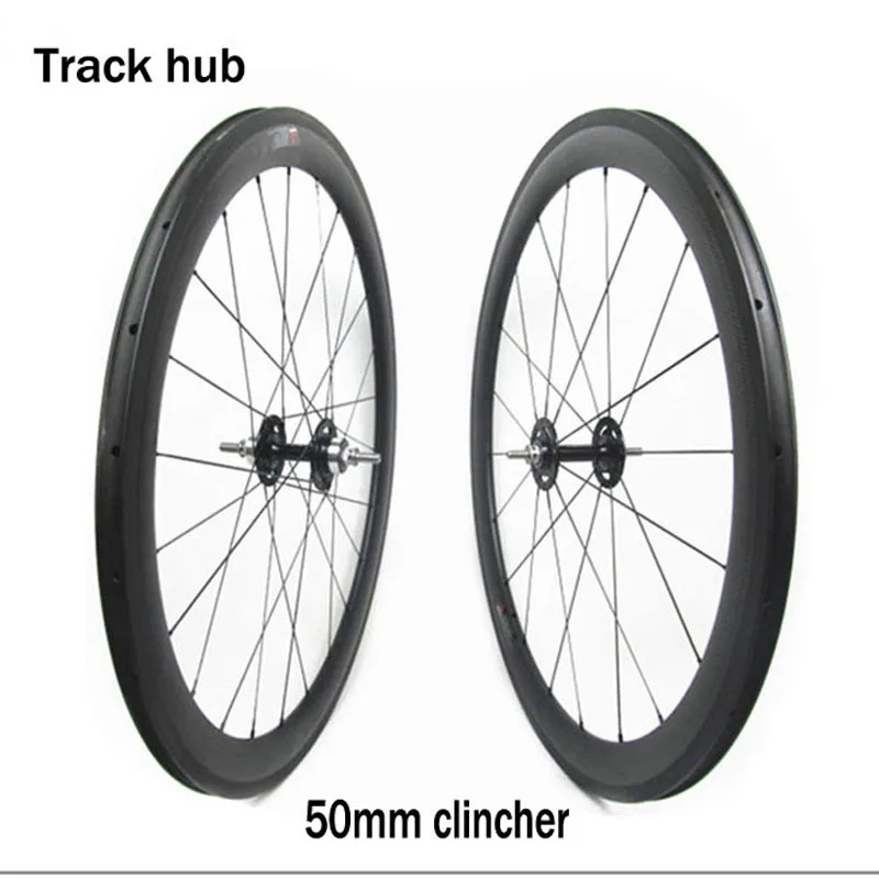 50mm Clincher Carbon Track font b Bicycle b font Wheelset Single font b Speed b font