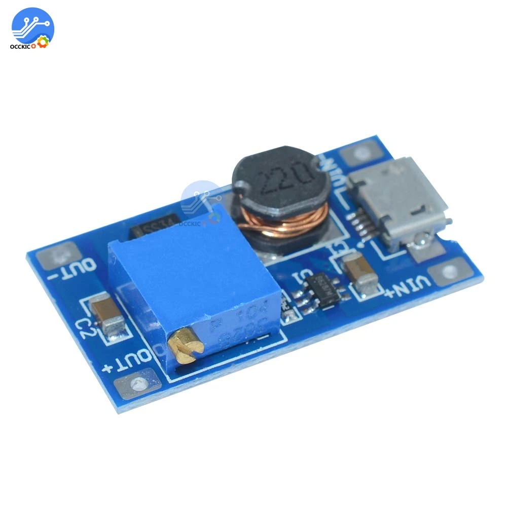 

5Pcs MT3608 DC-DC Step Up Converter Booster Micro USB Power Supply Module Boost Step-up Board MAX output 28V 2A for arduino