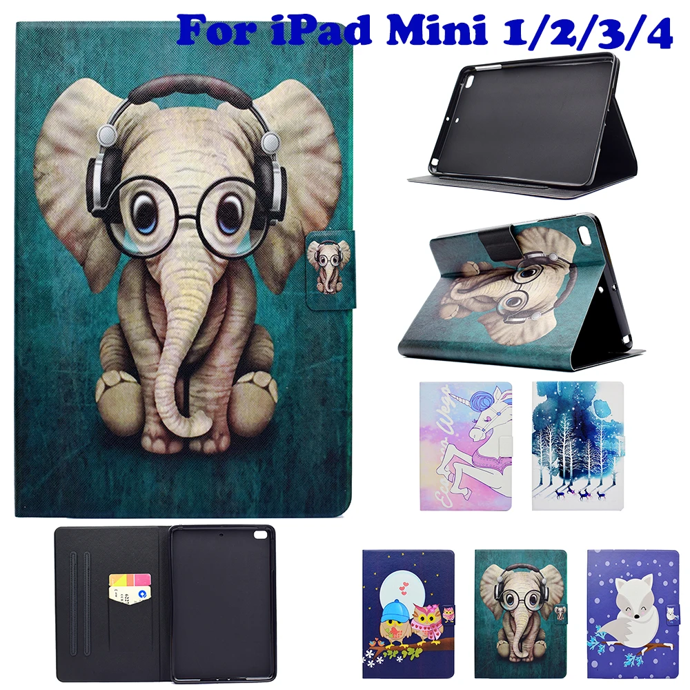 Модный разрисованный чехол из искусственной кожи mini5 для Apple iPad Mini 1 2 3 4 подставка