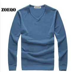 ZOEQO Новый высокое качество брендов новые весна-осень Для мужчин v-образным вырезом кашемировый свитер Джемперы вязаный свитер, пуловер Для