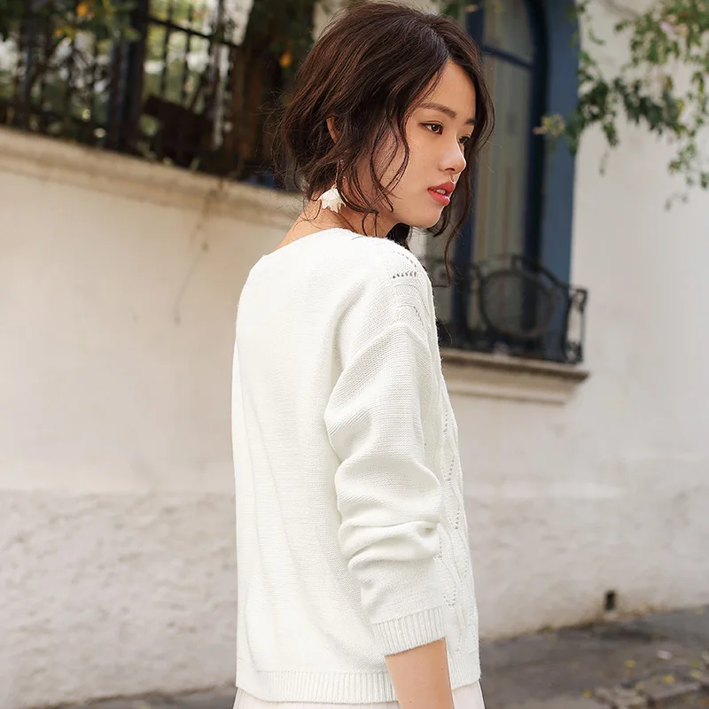 INMAN 2018 Spring Clothes Round Neck Embroidered Women Sweaters And Pullovers Sweater Women Women White INMAN 2018 Spring Clothes Round Neck Embroidered Women Sweaters And Pullovers Sweater Women Women White