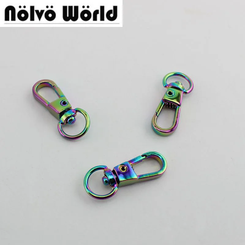 

50pcs 9mm NEW Rainbow trigger snap hook metal swivel clasp lobster claws swivel hooks hardware hook clasp