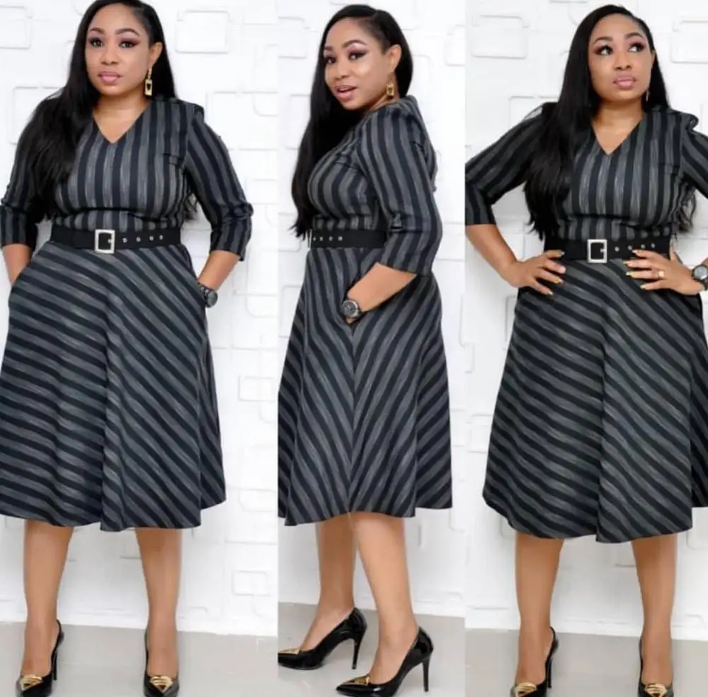 

Big size New style classic African women's Dress Dashiki fashion stretch Printing dress size L XL XXL FH836
