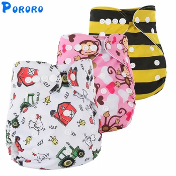 

1 PCS Washable Diapers Baby Diaper Nappy Cover Washable Cartoon Print Baby Nappy Changing Reusable Baby Cloth Diapers