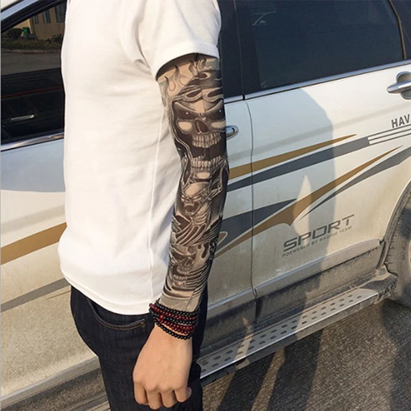 Summer Cycling Sports Tattoo Sleeves UV Cool Arm Sleeves Cycling Running Unisex Arm Warmer Sport Elastic Oversleeve Arm Warmers