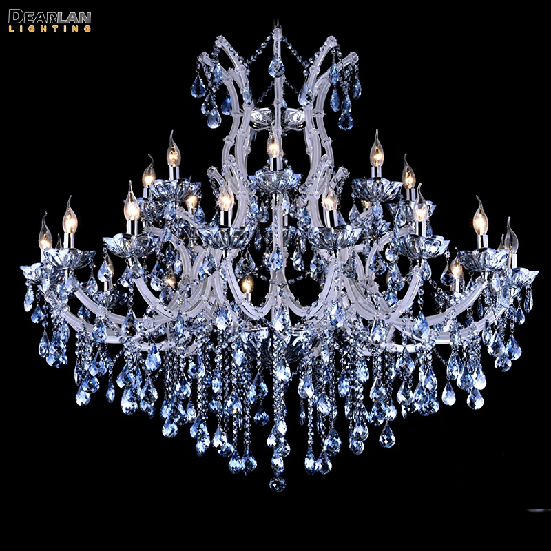 

European Style Blue/Clear Maria Theresa Crystal Chandelier Light Large Decorative Lighting Fixture Drop Lamp For Living Room