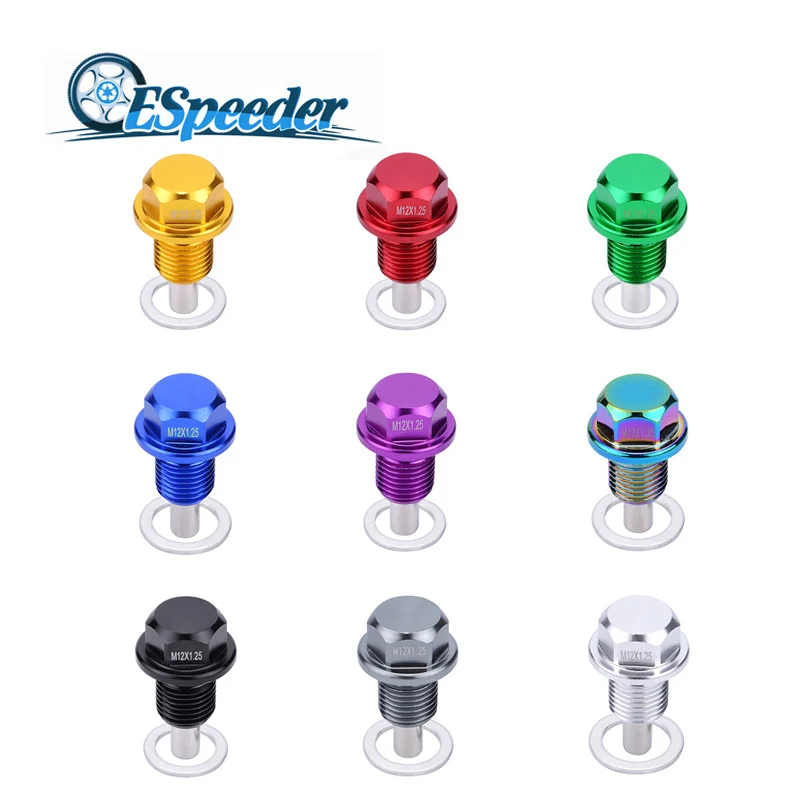 

ESPEEDER M12*1.25 Magnetic Oil Drain Plug Magnetic Oil Sump Nut Sump Screw Drain Magnetic Oil Plug Nut JDM