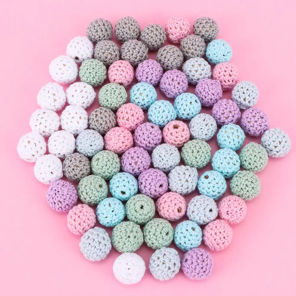 

10Pcs Natural Wooden Crochet Beads Chewable Tooth High Quality Nursing Necklace Teething Beads Baby Teether Toys Baby Gifts