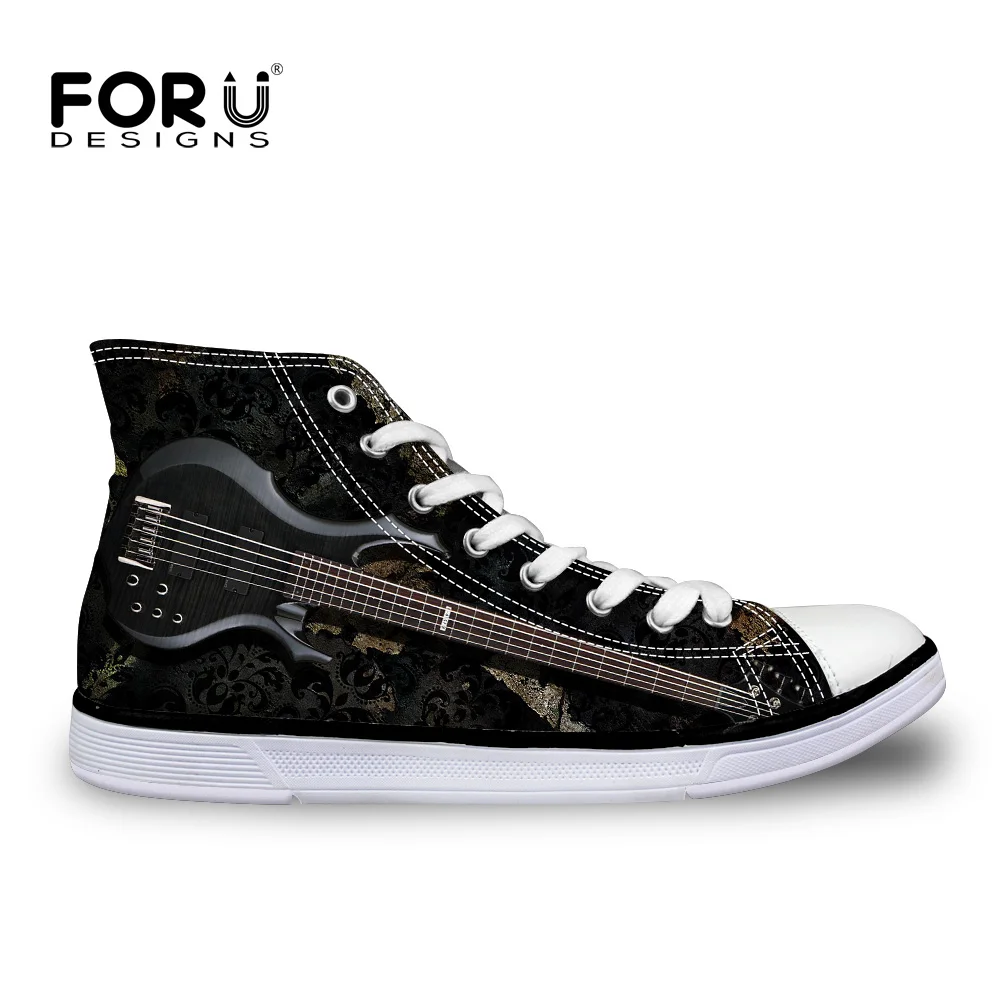 

FORUDESIGNS Black Guitar Brand Men Shoes Mens High Top Canvas Casual Vulcanized Shoes for Teen Boys Autumn Men's Sneakers 2018