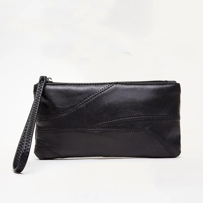 RanHuang высокое качество Для женщин подлинные кожаные клатчи Для женщин Длинный кошелек из овчины черный Цвет A925 - Цвет: Black