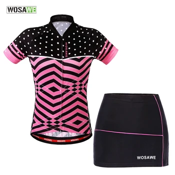 

WOSAWE Cycling Clothes Teams Mini Skirt + Shirt Ropa Ciclismo Short sleeve Cycling Jersey Sets Breathable MTB Bike Clothing