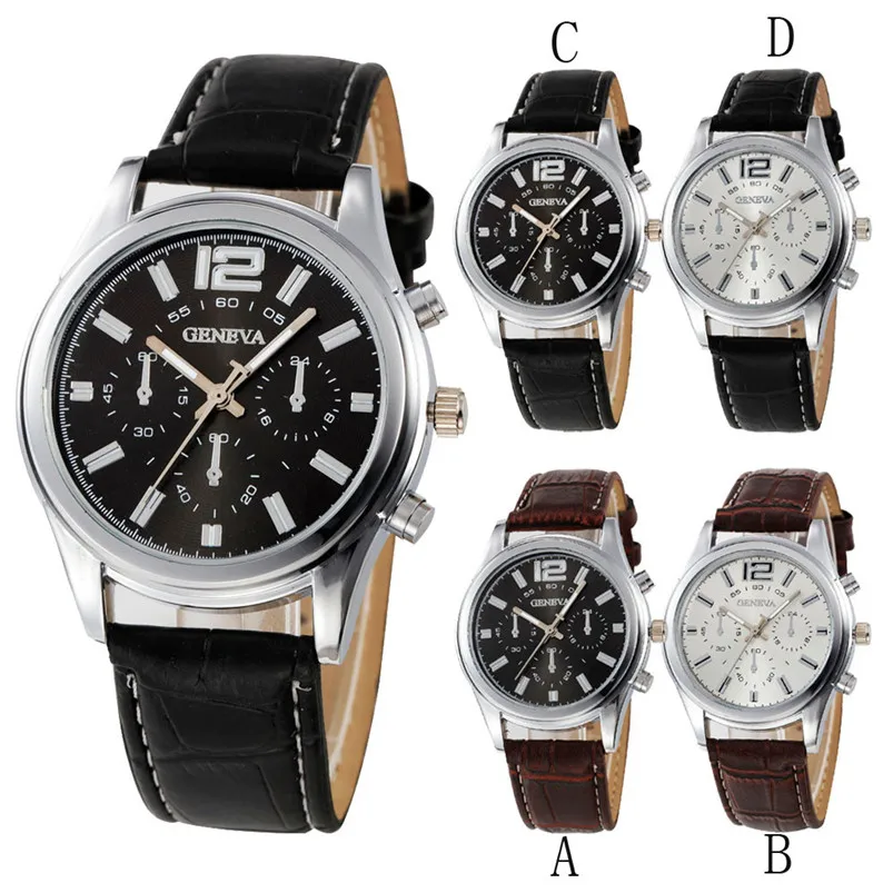 Hot sale Men Casual Checkers Faux Leather Quartz Analog Wrist WatchMen Wholesale #2AP18 (9)